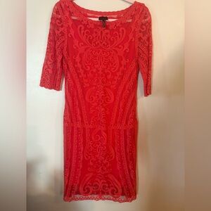 Laundry By Shelli Segal Pink 3/4 Sleeve Dress Holiday Wedding Elegant Cocktail